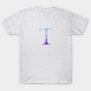 Blue Tau Watercolor Letter T-Shirt